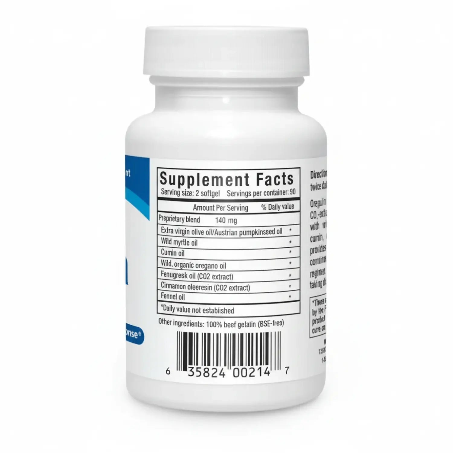 Supplement facts label of P73 Oregano Metabolic Formula by North American Herb & Spice, 90 servings, bioactive ingredients listed.