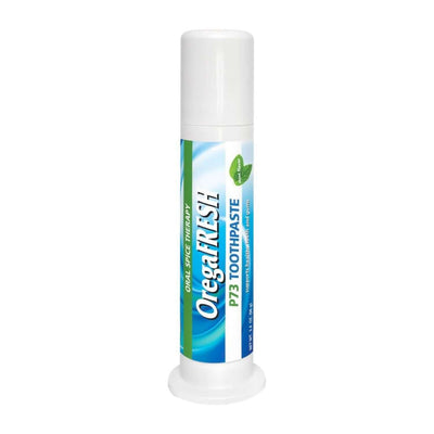 OregaFRESH Glycerin Free Oregano Toothpaste by North American Herb & Spice in a tube for oral health.