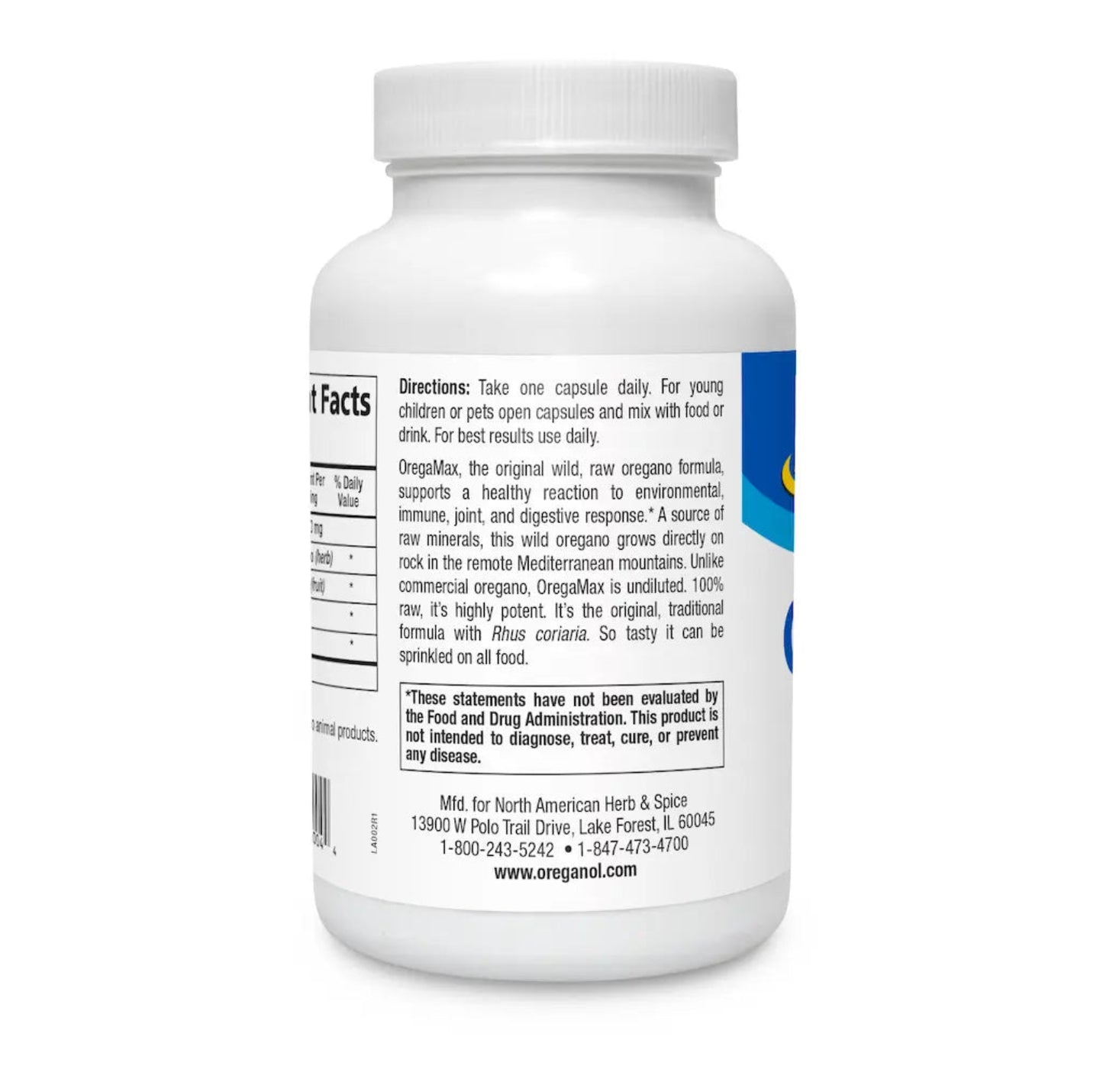 White supplement bottle with label for Directions on a white background