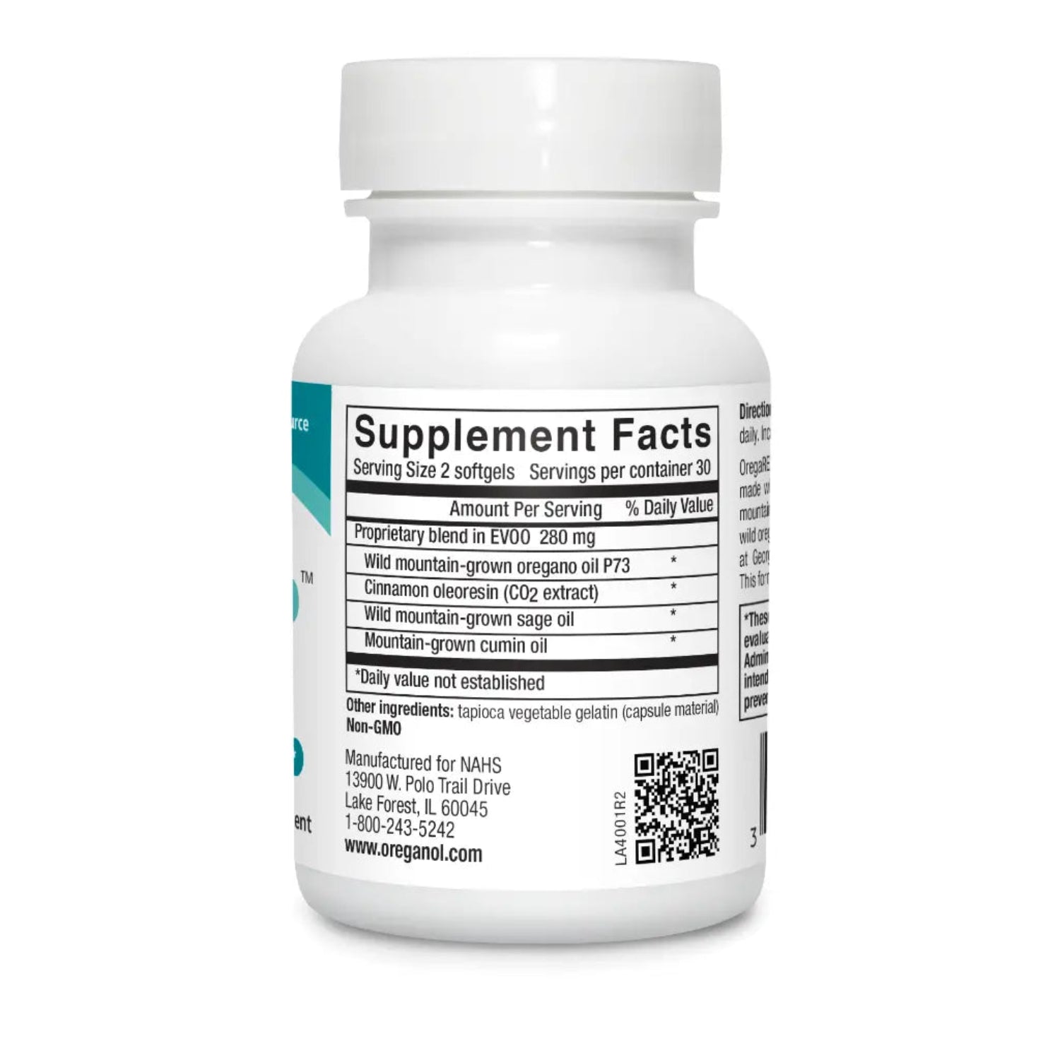 Supplement bottle with label on a white background