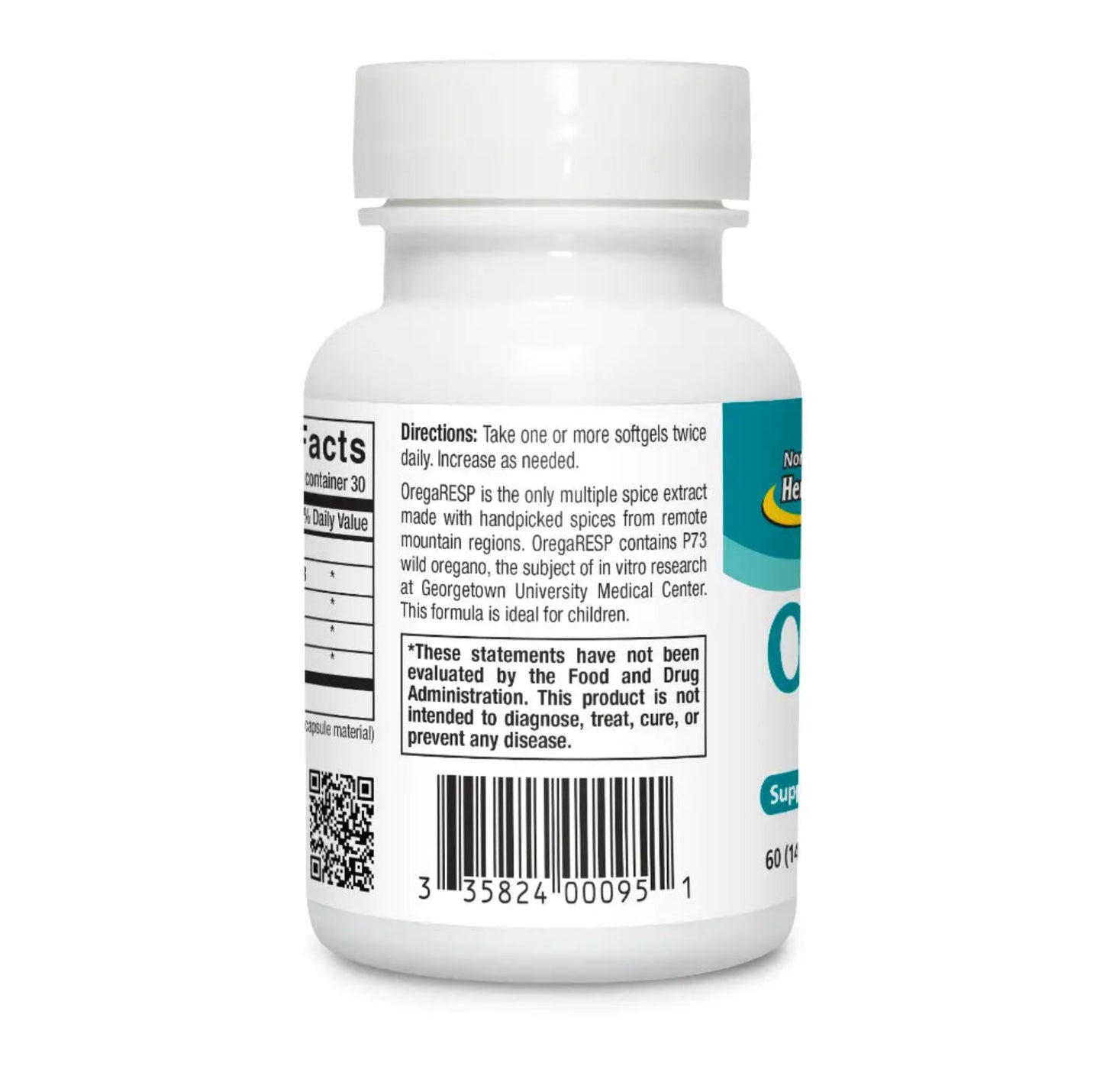 Supplement bottle with label on a white background