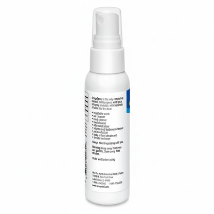 White spray bottle with label on a white background