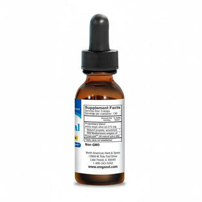 PropaHeal Emulsified Wild Bee Propolis supplement bottle with dropper and nutritional information label.