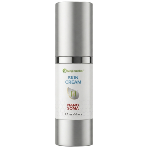 Nano Soma Cream - Nutritional Nutraceutical Policosanol Skin Repair Cream in a sleek silver container.