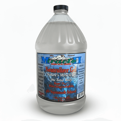 Gallon container of Neutralizer Gel for Skin Soothing and Restoration.