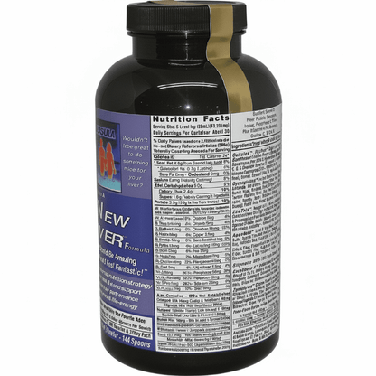 Exsula Superfoods New Liver bottle for liver detox with nutritional facts and ingredients listed, promoting liver detox superfood.