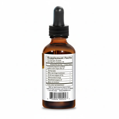 brown glass dropper bottle labeled 'Supplement Facts' on a white background