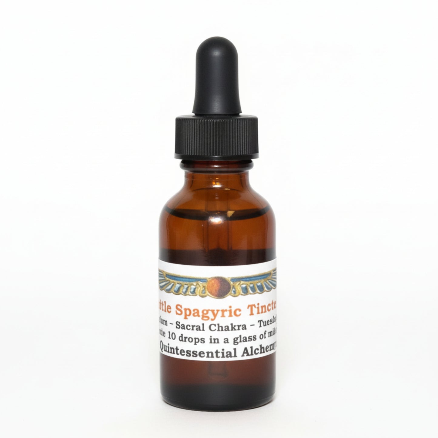 Amber glass dropper bottle of Nettle Spagyric Tincture with a label on a white background