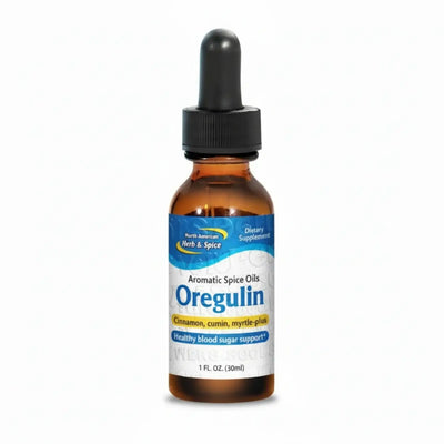 P73 Oregano Metabolic Formula bottle of Oregulin by North American Herb & Spice for healthy blood sugar support.