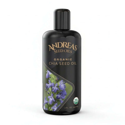 Chia Seed Oil - Omega 3 Essential Fatty Acids by Andreas Seed Oils in a 7 fluid ounce bottle.