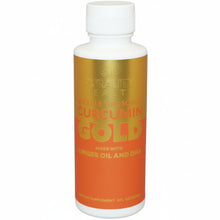 Supplement bottle labeled 'Curcumin Gold' with gold and orange label on a white background