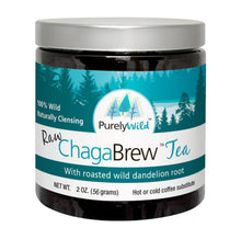 Jar of Purely Wild Raw Chaga Brew Tea on a white background