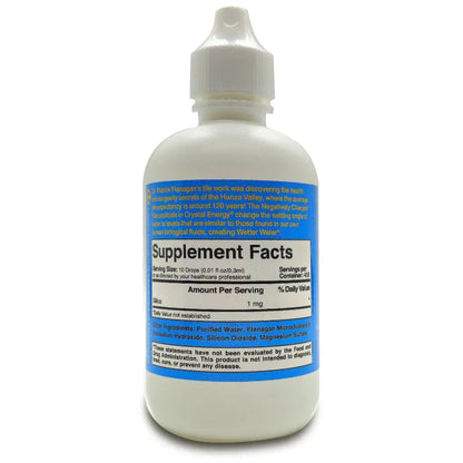Supplement bottle with white and blue label showing Supplement Facts on a white background