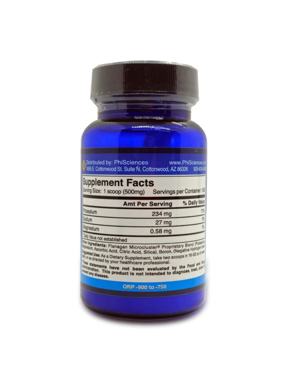 Phi Sciences MegaHydrate supplement bottle with label on a white background