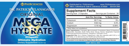 Phi Sciences MegaHydrate 60 Capsules Supplement facts label