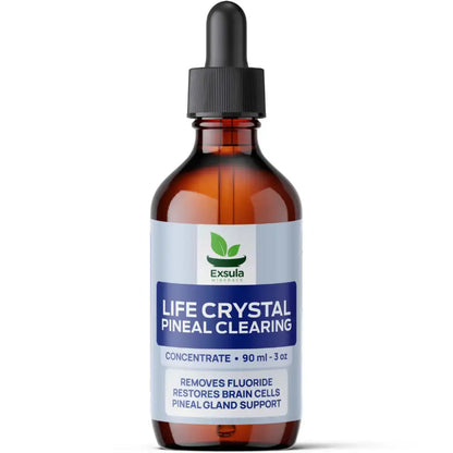 Bottle of Exsula Life Crystal Pineal Clearing on a white background