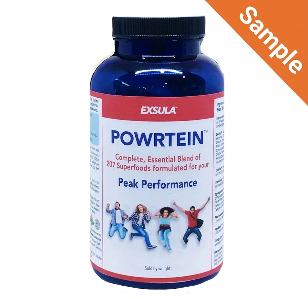 Exsula Powrtein supplement bottle on a white background