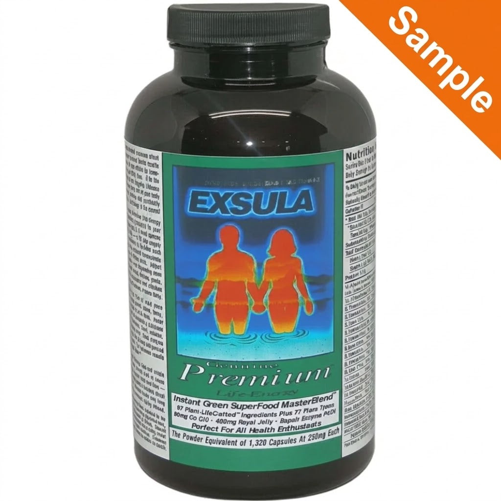 Exsula Premium raw botanical brain tissue nutrients bottle with vibrant label and health-focused branding.