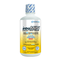 intraMIN - Organic Liquid Trace Minerals supplement bottle with 71 trace minerals and 65 electrolytes for wellness optimization.