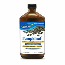 Bottle of Pumpkinol, Styrian Pumpkin Seed Oil Liquid for healthy support, dietary supplement from North American Herb & Spice.