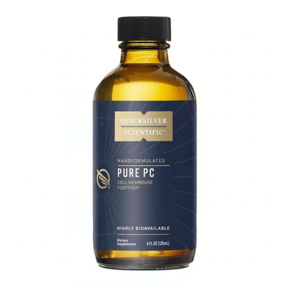 Bottle of Quicksilver Scientific Pure PC, a Liposomal Phosphatidylcholine Liquid for cellular health.