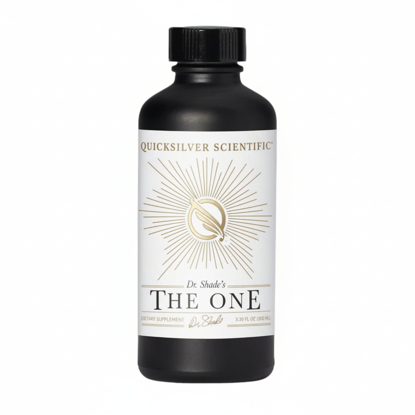 Bottle of Quicksilver Scientific's 'The One' supplement on a white background