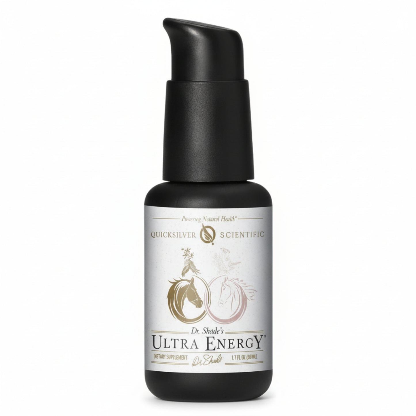 Bottle of Dr. Shule's Ultra Energy with a white label on a white background