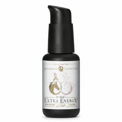 Bottle of Dr. Shule's Ultra Energy with a white label on a white background
