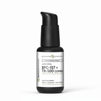 BPC-157 + TB-500 Combo bottle for systemic tissue regeneration drops, highly bioavailable dietary supplement.