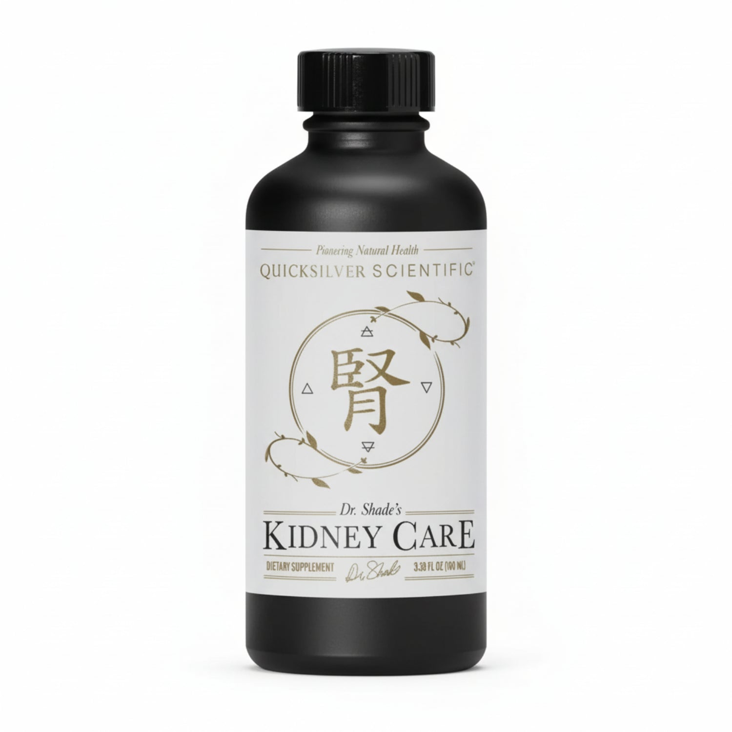 Bottle of Quicksilver Scientific Dr. Shade's Kidney Care supplement on a white background