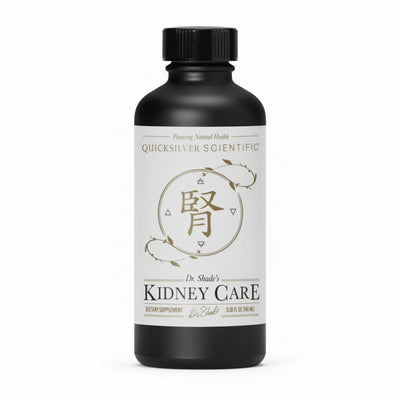 Bottle of Quicksilver Scientific Dr. Shade's Kidney Care supplement on a white background