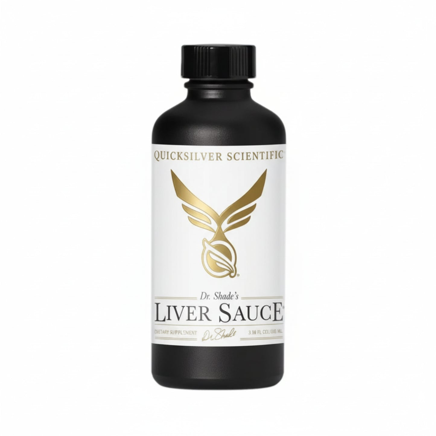 Bottle of Quicksilver Scientific Dr. Shade's Liver Sauce on a white background