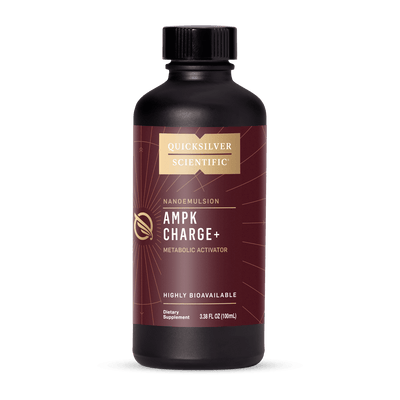 AMPK Charge+ bottle from Quicksilver Scientific for ketone production support.