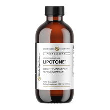 LipoTone liposomal formula for appetite support and sustainable weight support in a brown glass bottle.