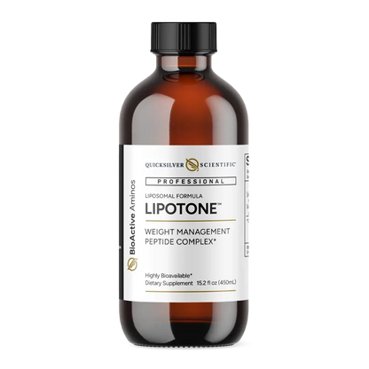 LipoTone liposomal formula for appetite support and sustainable weight support in a brown glass bottle.