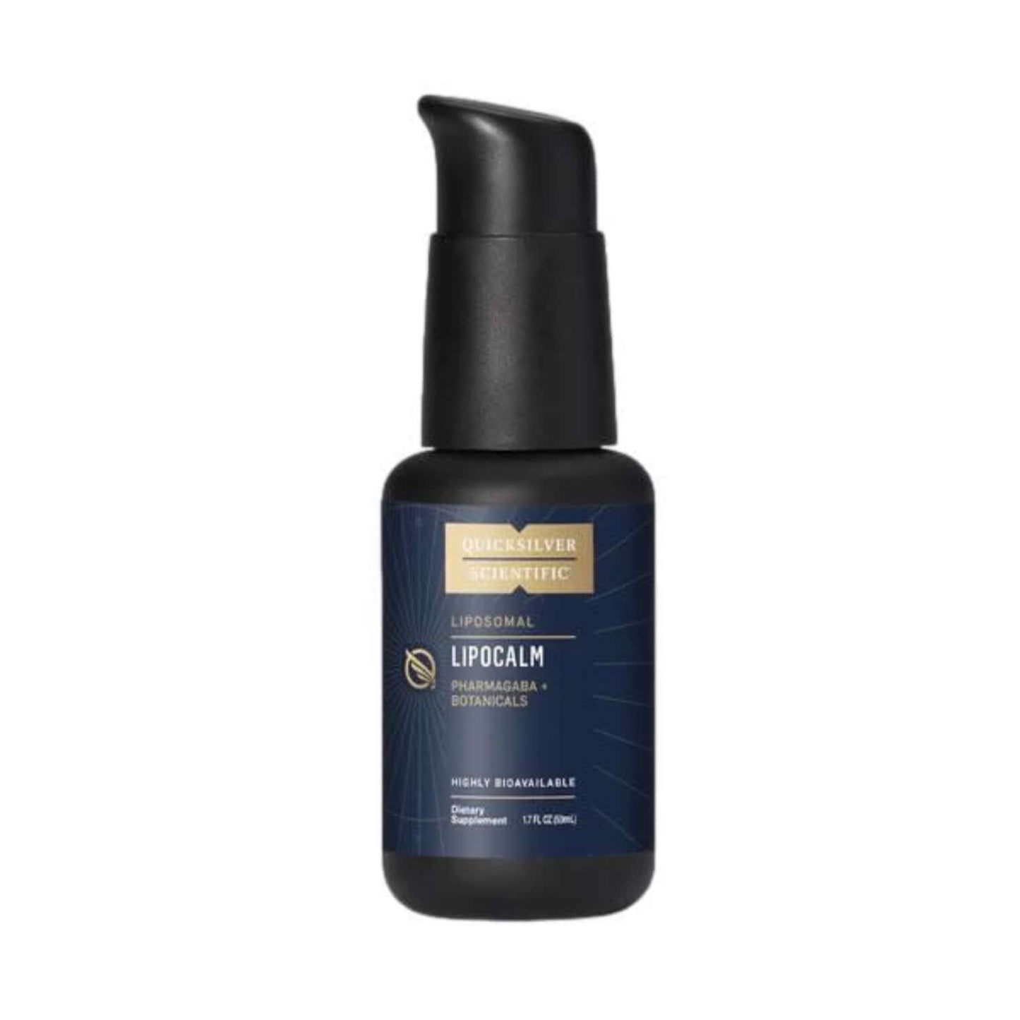 LipoCalm melatonin-free sleep supplement in a pump bottle for deep relaxation and restorative rest.