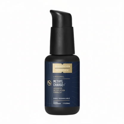 Bottle of Quicksilver Scientific Methyl Charge+ for Nanoemulsified Methylation Support.
