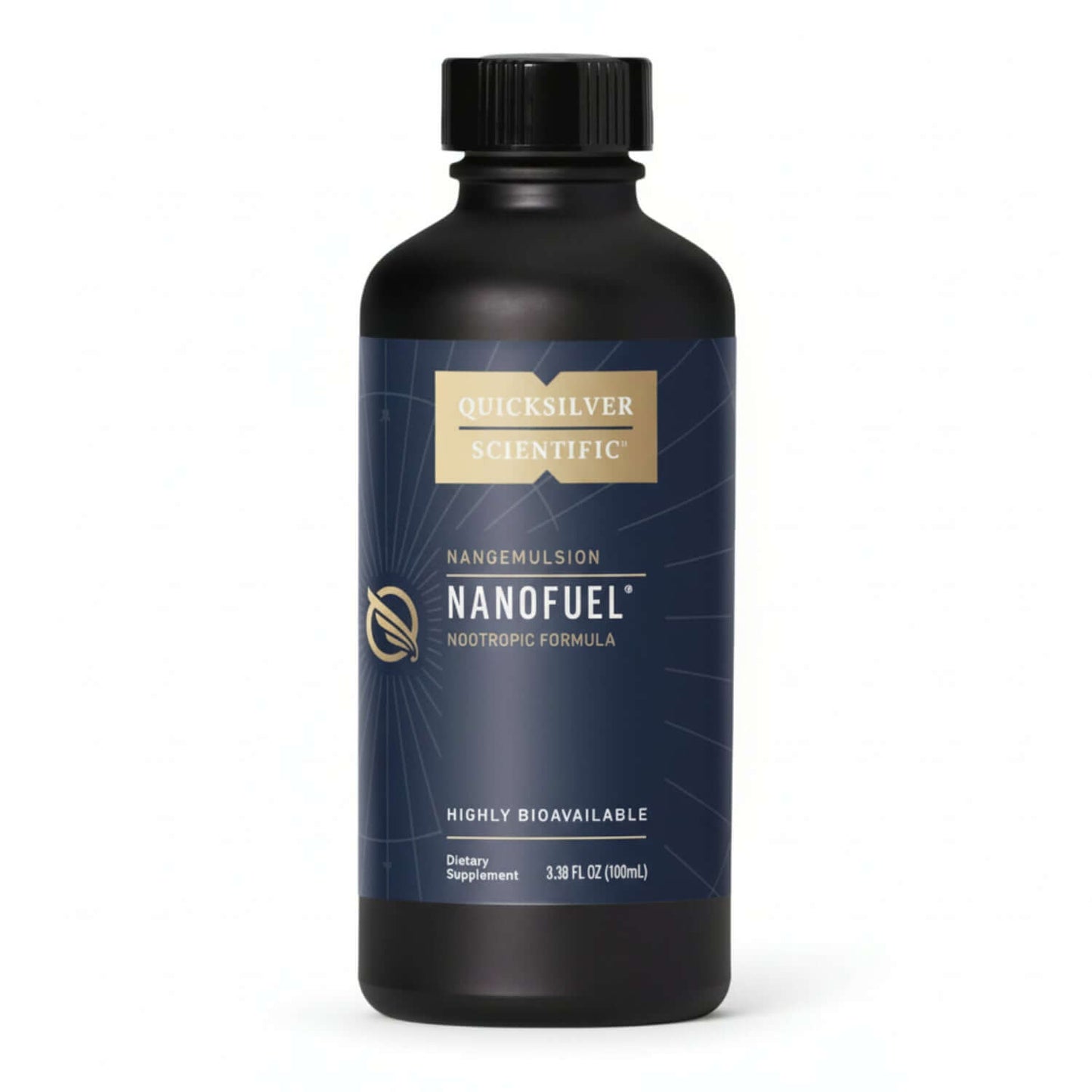 Quicksilver Scientific NanoFuel Nanoemulsified Nootropic Liquid bottle for cognitive performance and energy boost.