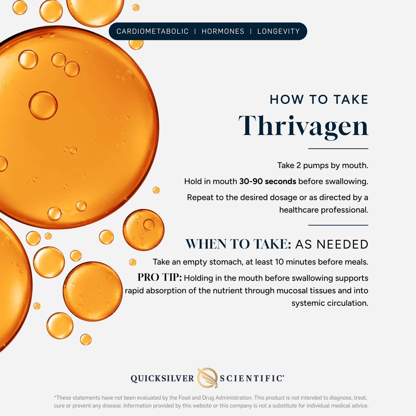 Liposomal Women’s Adaptogen Tonic instructions with dosage and health tips for Thrivagen.