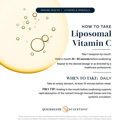 Instructions on how to take Nanoemulsified Vitamin C Liquid for optimal absorption and immune health.