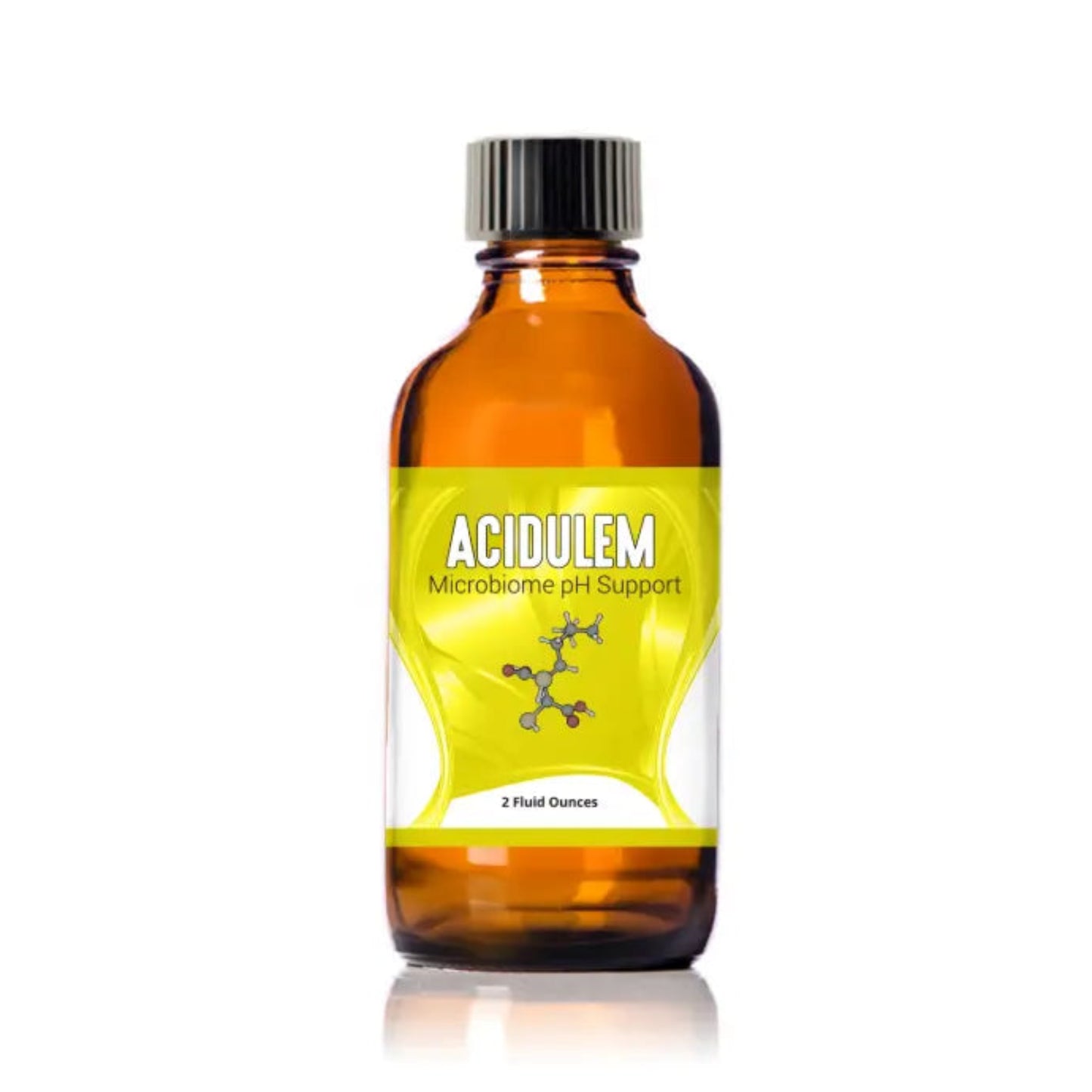 Bottle of RemedyLink Acidulem for Microbiom pH support, yellow label on white background