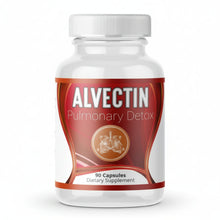 white container with orange/brown label, Alvectin Pulmonary Detox with picture of lungs, 90 capsules, Dietary Supplement