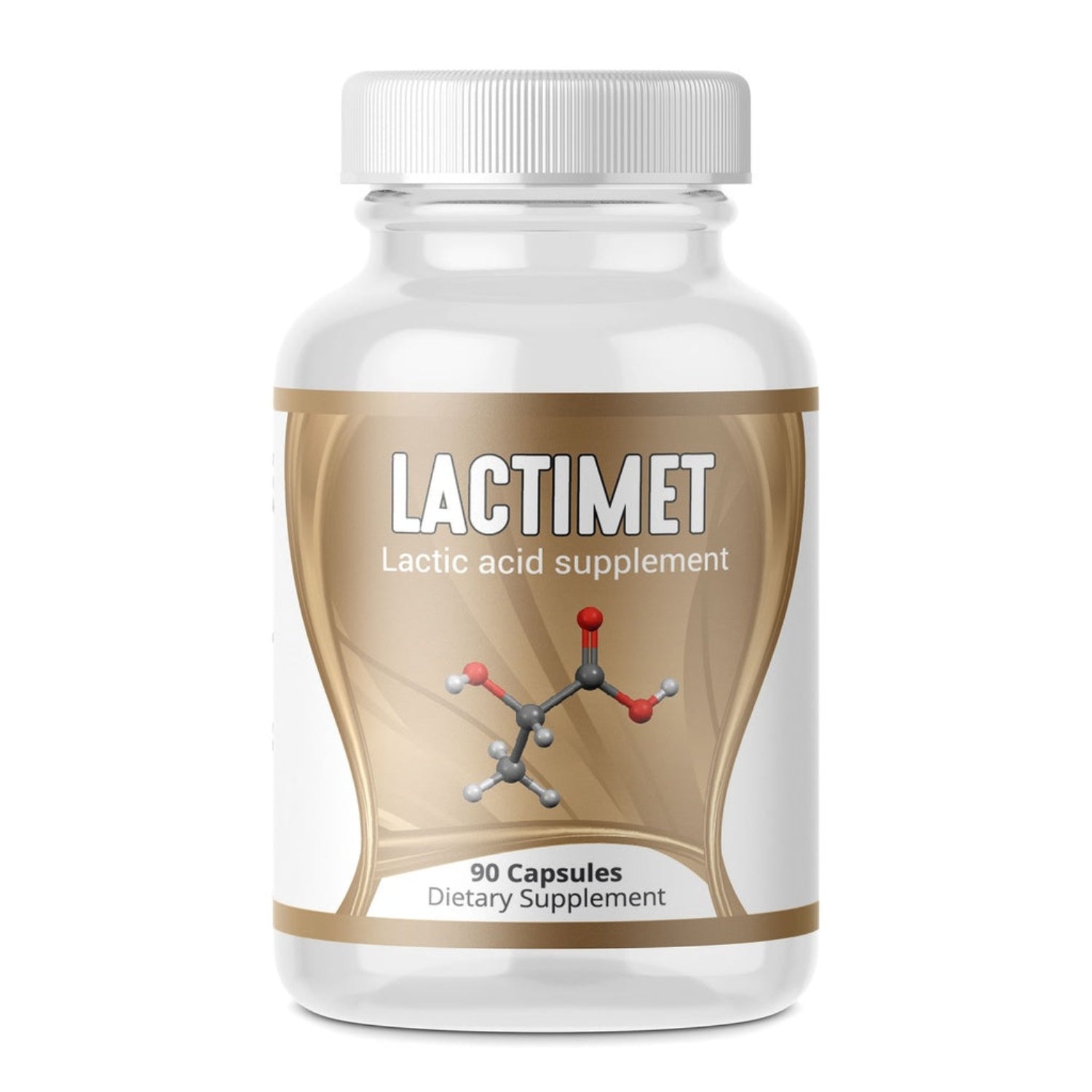 Lactic acid supplement bottle labeled 'LACTIMET' on a white background