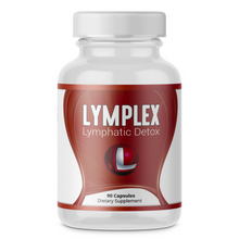 Supplement bottle labeled 'LYMPLEX Lymphatic Detox' on a white background