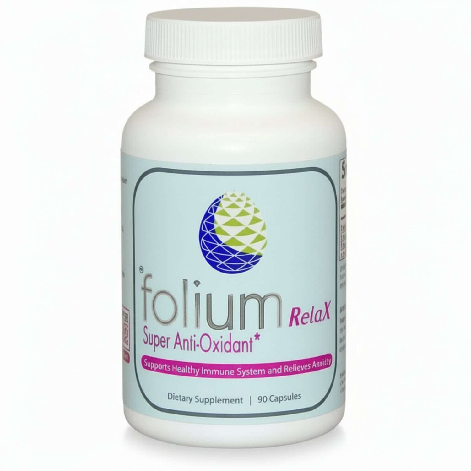RelaX Super Antioxidant for Stress and Cellular Health capsules.