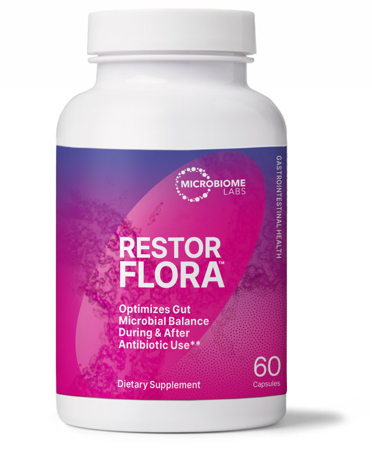 RestorFlora probiotic bottle, optimizes gut microbial balance during & after antibiotic use, Restore Gut Balance After Antibiotics