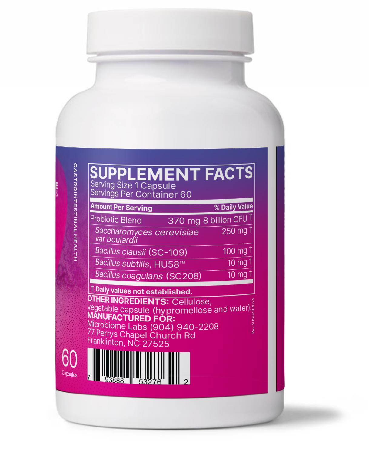 RestorFlora supplement facts label showing probiotic blend to restore gut balance after antibiotics.