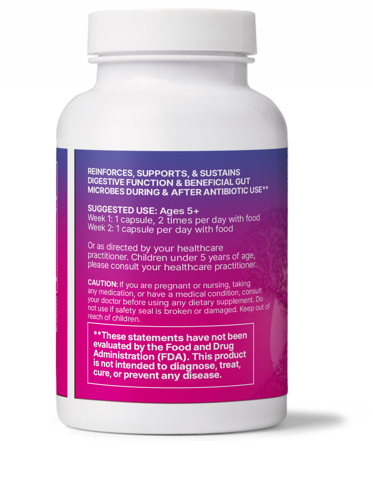 RestorFlora probiotic supplement bottle promoting restore gut balance after antibiotics.