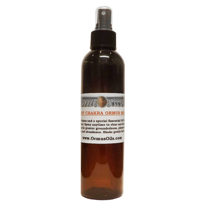 Root Chakra Ormus Mist 60ml Brown spray bottle with a label on a white background