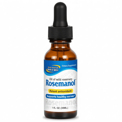 High Mountain Wild Rosemary Drops by Rosemanol, dietary supplement for antioxidant support and healthy nerves.